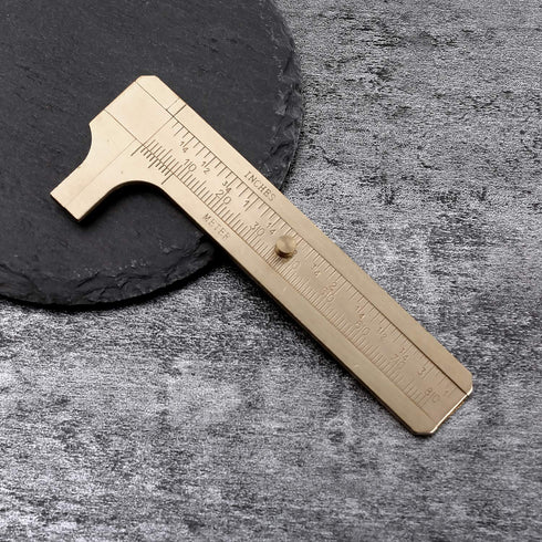 Retro Vernier Caliper Mini Brass Sliding Pocket Caliper for Measuring Gemstones and Jewelry Components (80 mm)