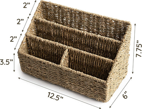 KOLWOVEN Sea Grass Magazine Display Holder, Mail Organizer Countertop, Bill Sorter, File Organizer for Desk and Home