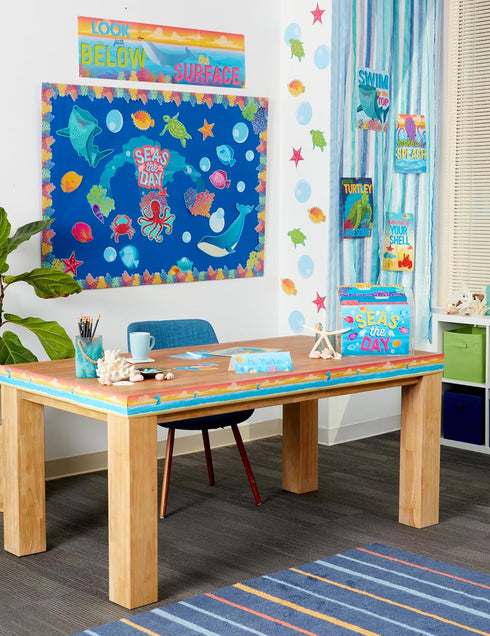 Eureka Seas The Day Marine Life Classroom Bulletin Board Set for Teachers, 42 Pieces by Eureka
