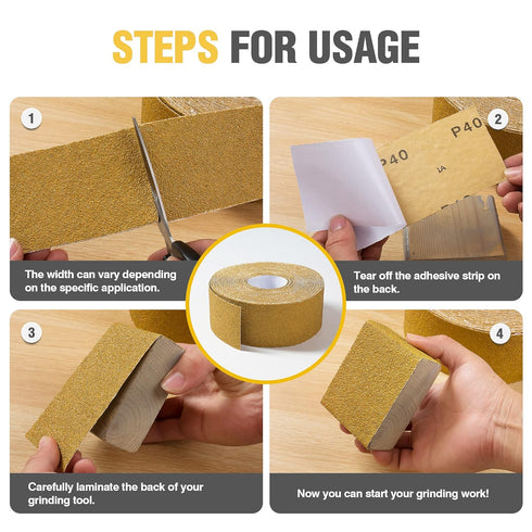 S SATC 40 Grit PSA Longboard Sandpaper, 20 Yard Long Continuous Roll, 2-3/4" Wide Self Adhesive Sheets