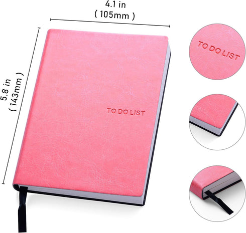 Daily To Do Checklist Notebook, Task Management Organizer Planner, Hardcover, Ribbon Bookmark, 4.1 x 5.8”, A6 size, 110