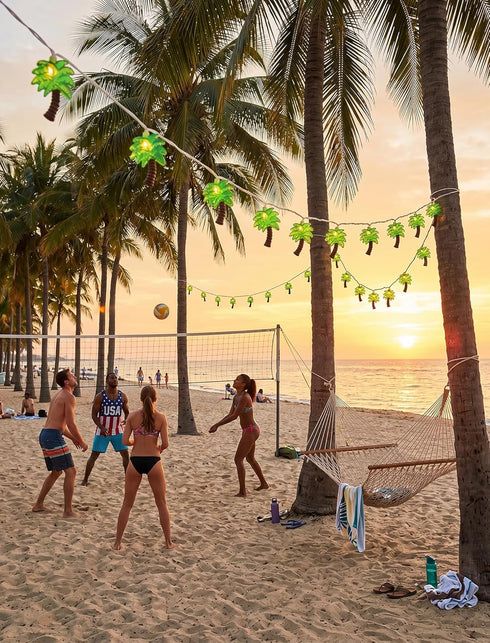 8.5Ft 10 Summer Palm Tree Lights Outdoor, Patio Lights String with LED Beach Themed Lights for Indoor Bedroom Tiki