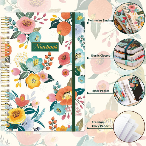 Notebook - 3 Pack A5 Lined Journal Notebooks, 8.3'' x 6'' Spiral Notebook, Thick Paper, Classic College Ruled for