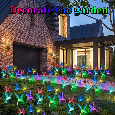 BeHiller Hummingbird Outdoor,2PACKS 12LED Hummingbird Hummingbird Solar Lights Swaying Firefly for Path Decor,Unique