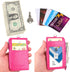 Badge Holder with Zip, Wisdompro Double Sided PU Leather ID Card Holder Wallet Case with 5 Card Slots, Hot Pink