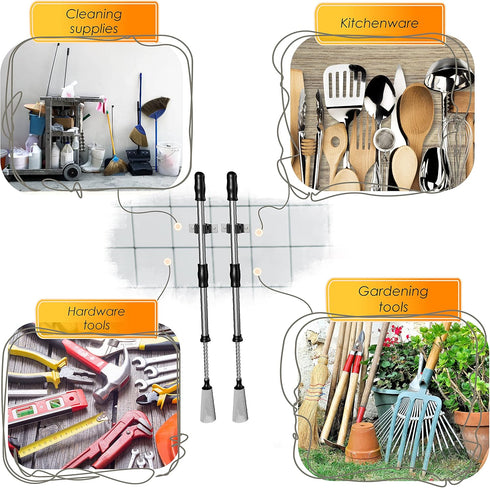 Heavy Duty Broom and Mop Holder Wall Mounted, SUS304 Stainless Steel Tool Organizer for Laundry Room (Black 3 Pack)