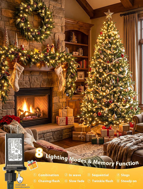 33 100 Hopolon String Lights Indoor Outdoor, FT LED Christmas Lights Waterproof, Connectable Green Wire Twinkle Fairy