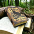 Blank Spell Book of Shadows Grimoire Journal, Magic Cat Printed, Witchcraft Supplies, 7x5 inches Leather Sketchbook