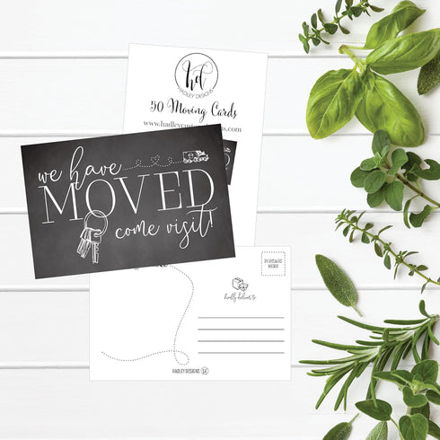 Hadley Designs Set of 50 We've Moved Postcards, Change of New Address Moving Announcements, House Warming Gifts