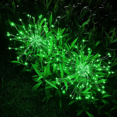 JJGoo Solar Garden Lights, 2 Pack 120 LEDs Solar Firework Lights with 2 Lighting Modes for Outdoor Waterproof Decoration