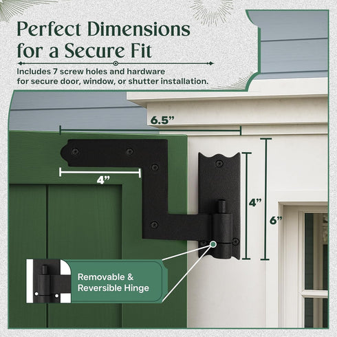 6.5" Renovators Supply Manufacturing Wrought Iron Lift-Off Pintle Shutter Hinges Black Colonial Window & Gate Hardware