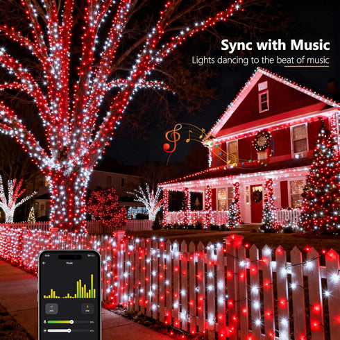 66FT 200 Dimmable Brizled Smart Red Valentines Lights, LED Color Changing Christmas String Lights App & Voice Control