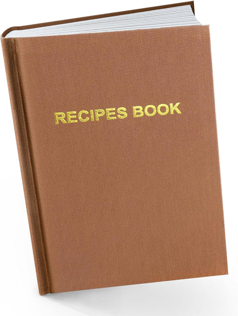 Elegant Hard Cover Recipe Journal – Blank Cookbook for Organizing Personal Culinary Creations (Brown)