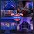 4th String,11.5ft 118LED 8 of July Patriotic Star Icicle Lights,red White and Blue Curtain Waterproof Modes with Timer