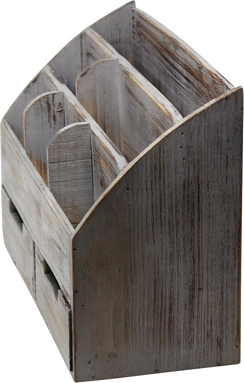 Executive Office Solutions Vintage Rustic Wooden Desk Organizer & Mail Rack - Distressed Torched Wood