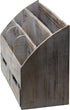 Executive Office Solutions Vintage Rustic Wooden Desk Organizer & Mail Rack - Distressed Torched Wood