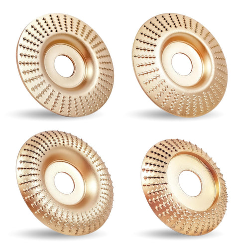 4PCS Wood Carving Disc Set for 4" or 4 1/2" Angle Grinder, Stump Tool Grinder Disc Wheel Attachments for Woodworking