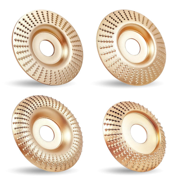 4PCS Wood Carving Disc Set for 4" or 4 1/2" Angle Grinder, Stump Tool Grinder Disc Wheel Attachments for Woodworking