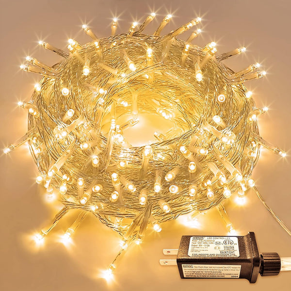 JMEXSUSS Warm White Christmas Lights for Bedroom, 300 LED String Lights Indoor