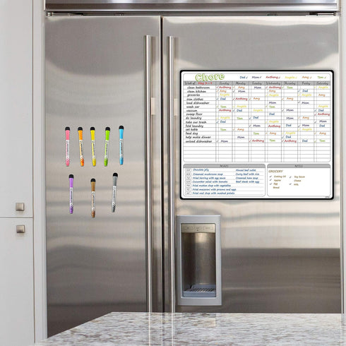 JJPRO Magnetic Dry Erase Chore Chart for Kids and Adults - Large Whiteboard 16"x19" for Calendar & Meal Notes
