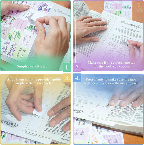 Born2Calm Bible Tabs for Women, 90 Pieces Laminated Bible Study Tools, Easy to Use Bible Book Tabs