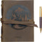 Leather Bound Journal for Men and Women, Handmade Gift Set with Mountain Embossed Journal and Stylish Pen (300 Pages,
