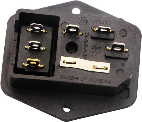 zdyCGTime 10A 250V AC Rocker Switch Power Socket, 3 Pin IEC320 C14 Inlet Module Plug Fuse, 2 Packs