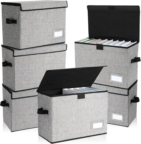 Chuangdi 6 Pcs Comic Book Storage Boxes - Collapsible Short Box Case with Lid, Holds 150 Comics (Gray)