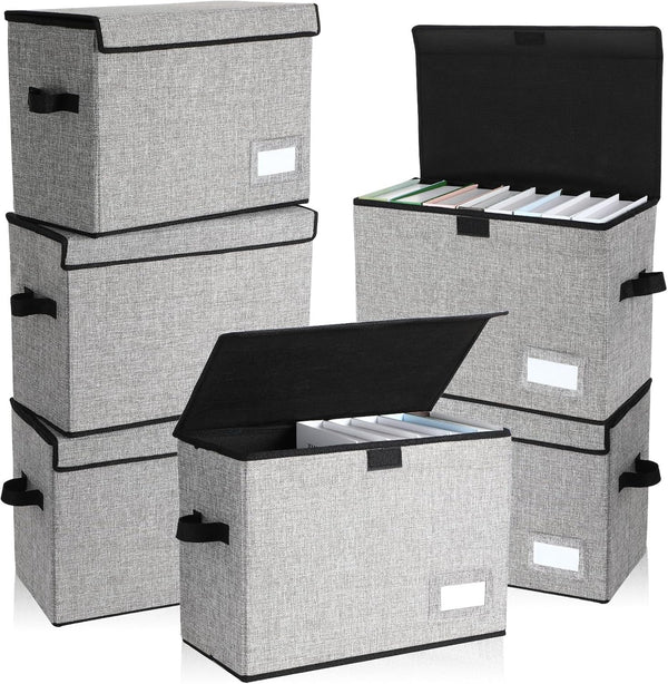 Chuangdi 6 Pcs Comic Book Storage Boxes - Collapsible Short Box Case with Lid, Holds 150 Comics (Gray)