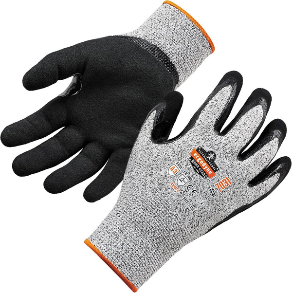 Ergodyne Cut Resistant Work Gloves, A3 Sandy Nitrile Coated Palms for Optimal Grip, Gray, X-Large, Pack of 1