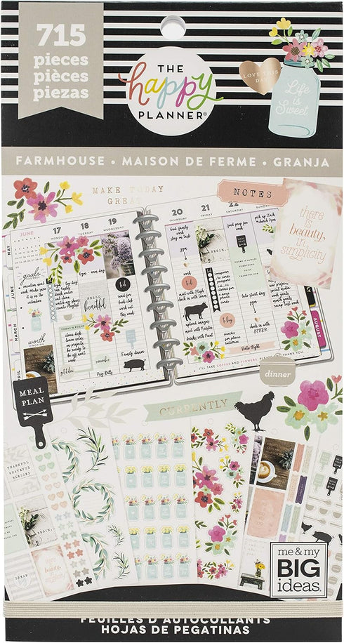 me & my BIG ideas Sticker Value Pack - The Happy Planner Scrapbooking Supplies, Farmhouse Theme, 30 Sheets, 715 Stickers