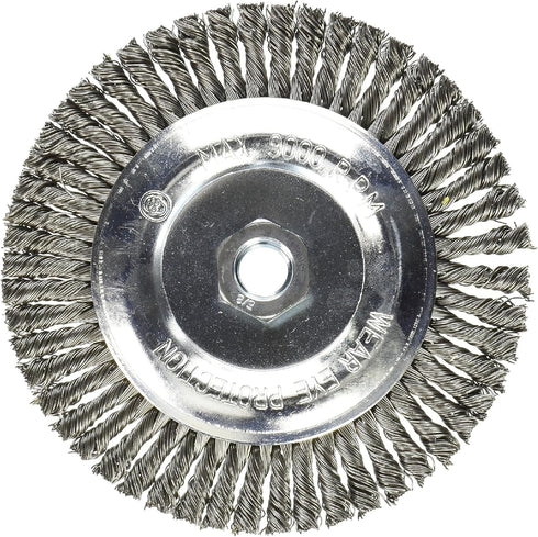 Mercer Industries 6" x 3/16" x 5/8"-11 Stringer Bead Wire Wheel, 020 Carbon Steel Wire