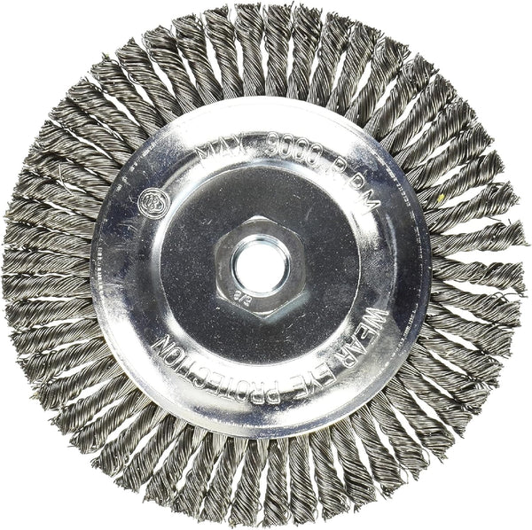 Mercer Industries 6" x 3/16" x 5/8"-11 Stringer Bead Wire Wheel, 020 Carbon Steel Wire