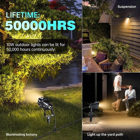 10W 12V Uplight(2Pack) LAVAED LED Landscape Lights Outdoor Spotlight with Connectors Low Voltage Landscape Lighting
