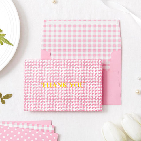 Envelopes,50 Pack Crisky Pink Thank You Cards with Lattice Polka Dot Thank You Cards Bulk for Baby Shower, Birthday