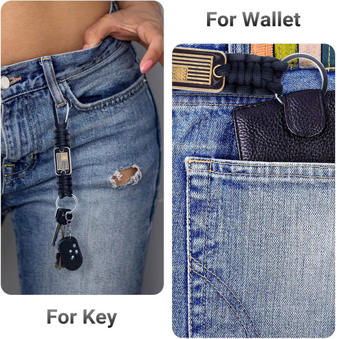 Short Keychain Lanyard for Keys, Heavy Duty Braided Clip Paracord for Wallets, Keys, Whistle, Outdoor Activities