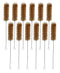 EISCO 12PK Bristle Cleaning Brushes - 11.25" with Fan-Shaped Ends, Twisted Stainless Steel Wire Handle for Tubes and