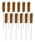 EISCO 12PK Bristle Cleaning Brushes - 11.25" with Fan-Shaped Ends, Twisted Stainless Steel Wire Handle for Tubes and