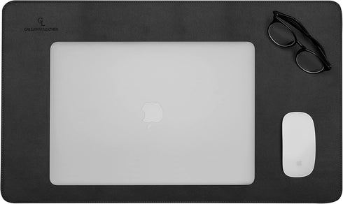 Gallaway Leather Desk Mat - Medium 24" x 14" Black Office Writing Pad, Elegant Computer Desk Cover and Protector