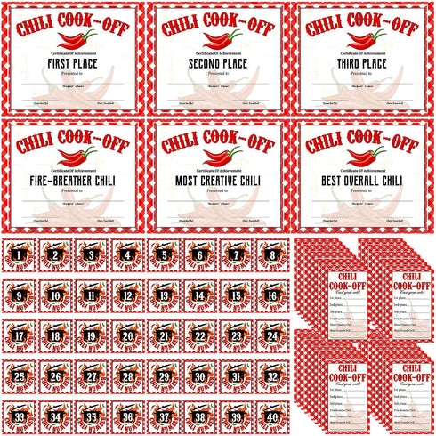 Tenceur 96 Pcs Chili Cook Off Supplies Include Certificate of Commendation, Voting