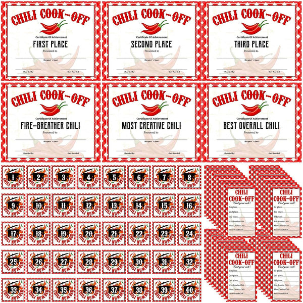 Tenceur 96 Pcs Chili Cook Off Supplies Include Certificate of Commendation, Voting