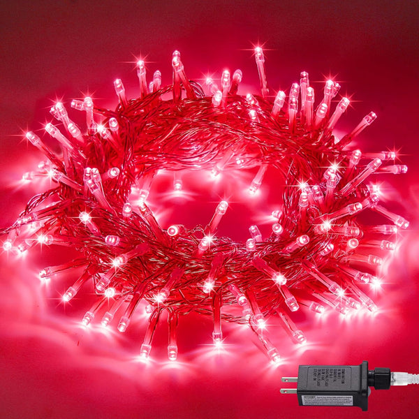 JMEXSUSS 33ft 100 LED Red Valentine Lights, Connectable 8 Modes Valentine Room