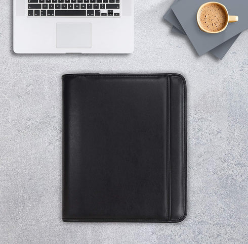 Samsill Professional 1-Inch Zipper Binder Padfolio, Black, Includes iPad Pocket & Writing Pad