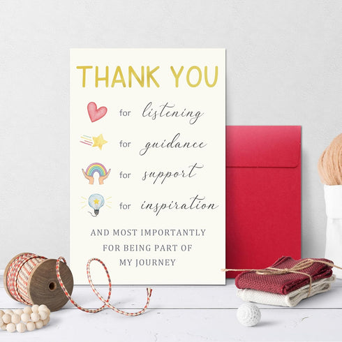 Cheeklee Thank You Card for Teacher Mentor Coach, Appreciation Greeting for Guidance, Support, and Inspiration