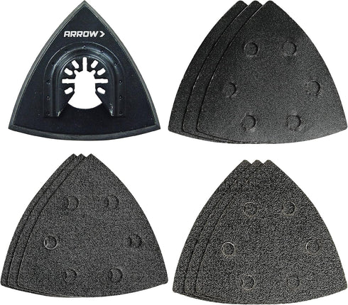 Arrow Multipurpose Sanding Kit for Oscillating Tools, 10-Piece Set for Wood and Metal