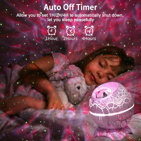 Star Projector Night Light, AIRIVO Dinosaur Egg Ocean Wave Galaxy Projector for Bedroom with Music Speaker, White