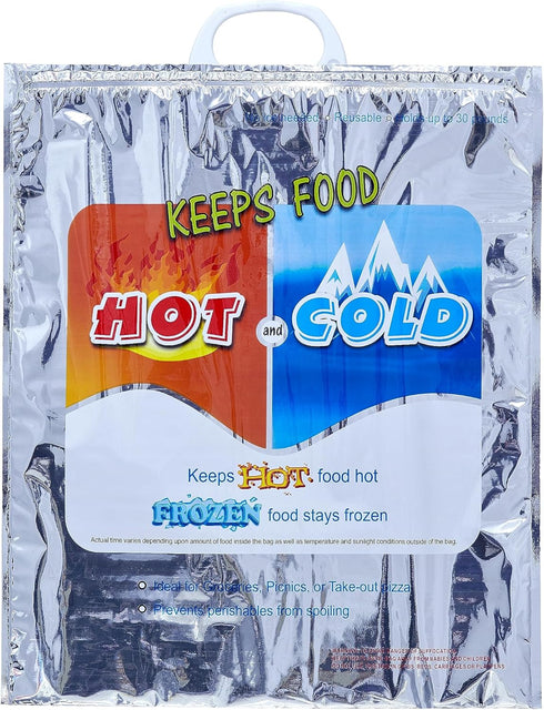 Frozen (1, 16"x19.25") Superio Hot and Cold Insulated Bags for Food Delivery, Grocery Shopping Bags, Food Storage