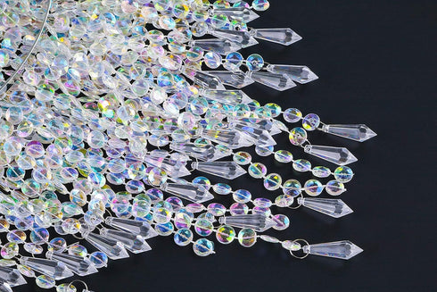 3 12.6 inches, Waneway Large Tiers Beads Pendant Shade, Ceiling Chandelier Lampshade with Acrylic Jewel Droplets