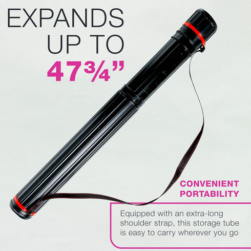 U.S. Art Supply Large Telescoping Drafting Tube (Pack of 2) - Expands 30-1/4" to 47-3/4", with Shoulder Strap