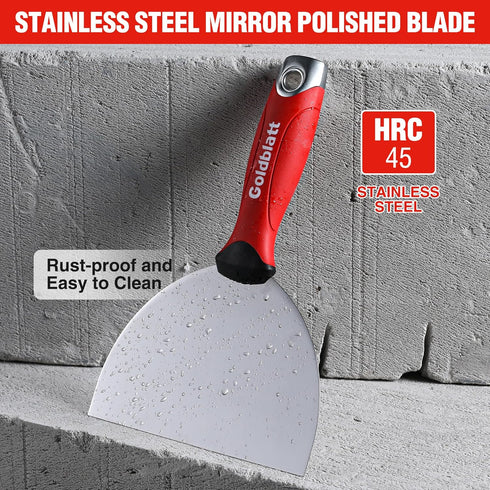 Goldblatt 6" Putty Knife - Stainless Steel Scraping Paint, Soft Grip, Perfect for Drywall Repairing and Finishing